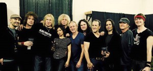 Trapper and Def Leppard backstage at London Budweiser Gardens (photo by Ross Halfin)